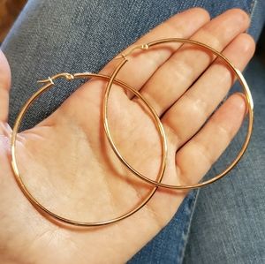 NWOT Large 70mm Rose Gold Hoop Earrings